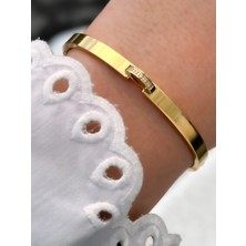 Ferro Sarı Çelik Kelepçe Kordon Kristal Taşlı Kadın Bileklik FRJW10024A-B 2 Yıl Garantili Hediye Paketli