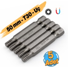 Badem10 T30 Bits Uç 50 mm Güçlü Tayvan Çeliği Mıknatıslı Tork Torx Manyetik 1/4" Matkap Ucu 5 cm Uzunluk