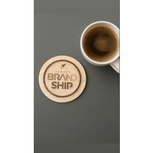 Kişiye Özel Logolu Ahşap Bardak Altlığı - Firmaya Özel Baskılı Promosyon Hediyelik 10'lu