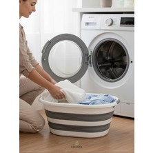 Calvera Katlanabilir Çamaşır Sepeti Akordiyon Sele Büyük Boy Yer Tasarruflu Kirli Sepeti 40 Lt