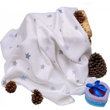 Sema Baby Çok Amaçlı Müslin Örtü 100X80 cm - Mavi Yıldız 8682476853131