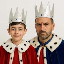 SanalAMCA Store Gümüş Renk Eva Yumuşak Kral Kraliyet Tacı Yetişkin Çocuk Uyumlu 55 cm