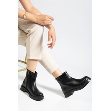 Arda Bayan Bot 02-3033 Siyah Kırışık Rugan Fermuarlı Günlük Kadın Bot