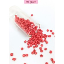 Dökme Cam Kum Boncuk Büyük Boy (6/0) 4 mm - 60 Gram - Açık Kırmızı - BNC125