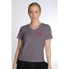 Pratik Medikal Gri 112 Acil Sağlık V Yaka Tişört Unisex