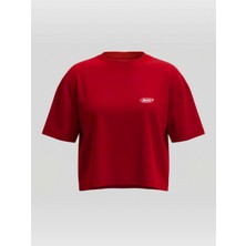 Broco Kadın Oversize Basic Yumuşak Kumaş Basic Crop T-Shirt