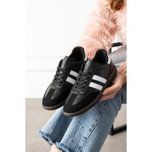 Eformoda Siyah Beyaz Unisex Kadın Erkek  Şeritli Rahat Taban Günlük Sneaker Spor Ayakkabı SM03