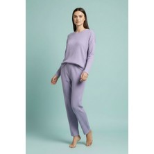 Kadın Fitilli Pijama Takımı - Lila