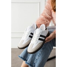 Eformoda Beyaz Siyah Unisex Kadın Erkek  Şeritli Rahat Taban Günlük Sneaker Spor Ayakkabı SM03