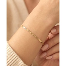 İndigo Takı Sonsuzluk Sade Su Yolu 14 Ayar Altın Bileklik