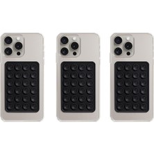 Pazarcan Telefon Arkası Silikon Vantuz Güçlü Tutucu Siyah 3 Adet