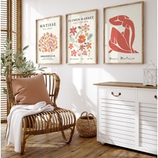 Pam Studio Matisse & Flower Market Tarzı 3’lü Ahşap Çerçeveli Tablo Seti – Modern Duvar Dekoru Poster