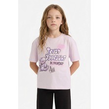 DeFacto Relax Fit Bisiklet Yaka Baskılı Kısa Kollu Tişört Kız Çocuk E0353A825SM