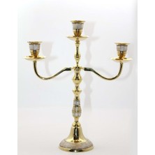 Erseyy Pirinç Sedefli 3'lü Şamdan