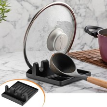 Go İthalat Tencere Kapak Tutuculu Kaşıklıklı Tencere Kapak Standı Pratik Kaşık Kepçe Altlık Düzenleyici (5250)