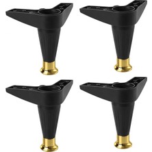 Badem10 Siyah Akasya (4 Adet) 15 cm Ayarlanabilir Robot Süpürgeye Uygun Mobilya Kanepe Baza Ayağı Plastik