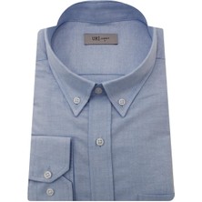 Uki Mavi Comfort Fit Uzun Kol Oxford Klasik Gömlek