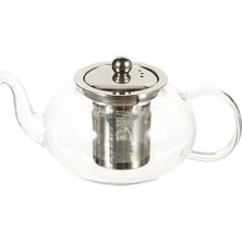 Cam Bitki Çayı Demliği 600 ml - Çelik Süzgeçli Demlik