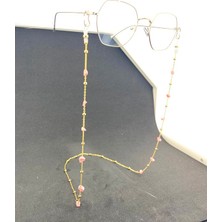 Optic Plus Sıralı Doğal Pembe Kuvars Taşlı Gözlük Ipi / Zinciri