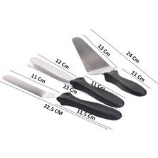 Paslanmaz Çelik Kaymaz Saplı 3'lü Spatula Seti