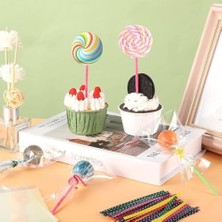 x Spring Cake Pop Çubuğu ve Ambalaj Seti, 300 Parça: Lolipop Çubukları, Şeffaf Poşetler ve Metalik Bağlar ile Kurabiye, Şekerleme ve Çikolata Yapımı Için Uygun