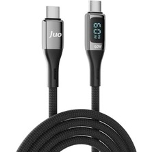 Juo 60W Dijital LED Ekranlı Örgülü USB Type-C To Type-C Hızlı Şarj ve Data Kablosu 1 Metre