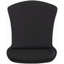 Bilek Destekli Konfor Kaymaz Ergonomik Mouse Pad Siyah Siyah
