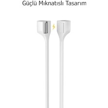 Airpods Uyumlu Mıknatıslı Kulaklık Askısı – Boyun Askısı – Airpods 1-2-3 Pro Uyumlu – Silikon Kordon – 74CM – Spor & Günlük Kullanım – Düşmeye Karşı Koruma Beyaz
