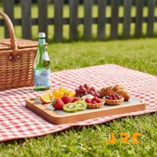 Are Ahşap Paslanmaz Çelik Kesim ve Sunum Tahtası – Çift Taraflı, Dayanıklı, Hijyenik ve Şık Mutfak Sunum Panosu (31,5X22,5 cm Ahşap, 28.5X19.5 cm Çelik)