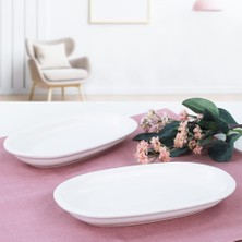 Mat Beyaz Hitit Kayık Tabak 2 Adet 19 cm