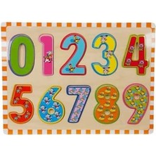 Woody Ahşap Rakamlar Bultak Puzzle 10 Parça - Turuncu Kenarlı