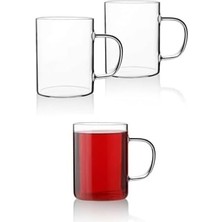 Xesha 3 Adet Borosilikat Isıya Dayanıklı Termisil Cam Kupa Bardak Çay Kahve Bardağı