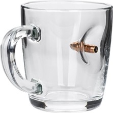 Gerçek .308 Mermili Özel Fıncan Kulplu Kahve Bardağı Hediyelik 340CC