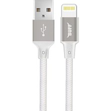 Buff BL71 USB To Lightning 2.4A 1.2m Örgülü Data ve Şarj Kablosu (Beyaz)