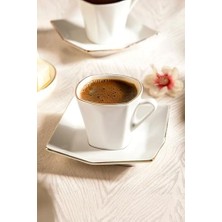 Menekşe Beyaz Altin Yaldizli Kahve Fincan Takimi