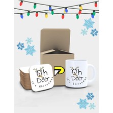 (PSTER21224) Oh Deer Geyik Eğlenceli Yılbaşı Yeni Yıl Baskılı Kupa Bardak Seti, Yeni Yıl Yılbaşı Hediyesi