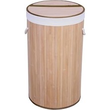 El Yapımı Hasır Katlanır Çamaşır Sepeti Yuvarlak 60 Litre (35CM*35CM*61CM), Doğal Malzemeden Üretilmiş Çamaşırlık (Naturel)