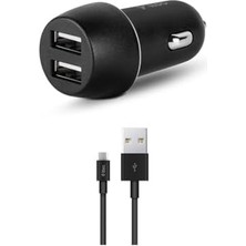 Smartcharger Duo 3.1A Araç Şarj Aleti Çift USB + Micro USB Kablo Siyah