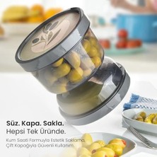 Life Kum Saati Tasarımlı Süzgeçli Saklama Kabı – Zeytin, Turşu, Mısır Için Akıllı Tasarım (Beyaz)