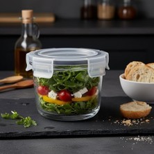 1 Adet Borosilikat Cam Kilitli Saklama Kabı (200 Ml) - Sızdırmaz Kapaklı, Dayanıklı Mini Porsiyon Beslenme Kutusu | Fırın ve Mikrodalga Uyumlu Kare ve Yuvarlak Seçenekleri (Yuvarlak)