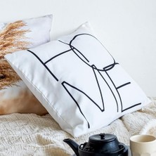 Temalı Özel Tasarım 2'li Yastık Kılıfı, Dijital Baskı Kırlent Kılıfı, Beyaz Renk, 43X43 cm