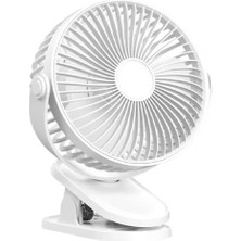 Masaüstü Şarjlı Fan Klipsli 360 Derece Dönebilen Vantilatör Soğutucu Klima Mandallı Beyaz