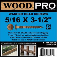 S ST516X312B 5/16-Inç x 3-1/2-Inç Uzunluk Yuvarlak Yıkama Başlığı Dış Ahşap Vidalar, 250&APOS;LI Paket