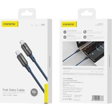 Foneng X87 60W Type-C To Type-C Örgülü Pd Hızlı Şarj ve Data Kablosu 1.2 Metre