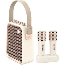 Songbird-Hq Çift Karaoke Mikrofonlu Bluetooth Hoparlör (Beyaz)