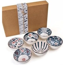 6'lı Desenli Porselen Kase Seti 320 Ml, Çorbalık, Kahvaltılık, Atıştırmalık Kase Hediyelik Kutulu,çok Renkli, FAN06