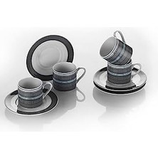 Porselen 12358 8 Parça 4 Kişilik Kahve Fincan Takımı