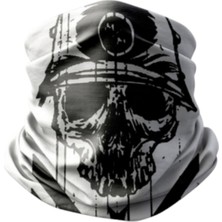 Motobir Baf-Bandana Çizgili Siyah Beyaz Kuru Kafa