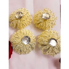 Çiçek Seklinde Dekoratif Süsleme , 4 Adet (Bej)