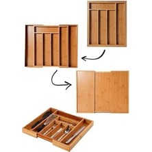 Bambu Ayarlanabilir Çekmece Içi Kaşıklık | Genişletilebilir Çatal Bıçak Organizeri | Doğal, Hijyenik ve Çevre Dostu Mutfak Düzenleyici